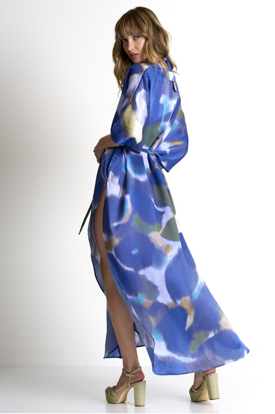 Женский синий пляжный халат из шелка Shan 52421-87 купить в интернет-магазине Bestelle фото 3