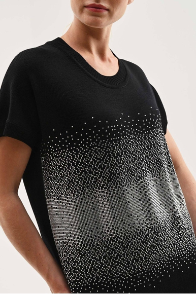  Черный шерстяной джемпер со стразами  Daniela Drei 9744 купить в интернет-магазине Bestelle фото 2