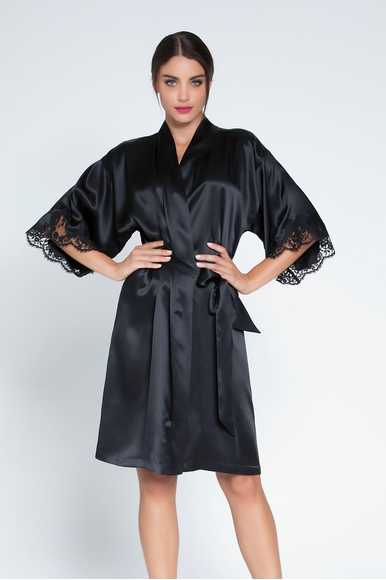 Женский черный шелковый халат с кружевом Lise Charmel ALC2080 купить в интернет-магазине Bestelle фото 1