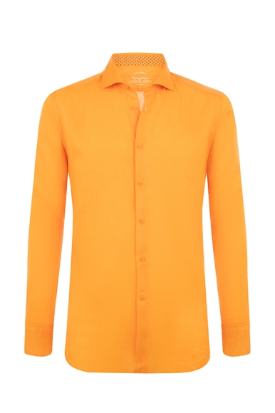 Мужская оранжевая рубашка из льна Camicissima CCLLLMPBG017650 купить в интернет-магазине Bestelle фото 1