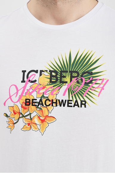  Мужская белая футболка из хлопка ICEBERG ICE3MTS02 купить в интернет-магазине Bestelle фото 4