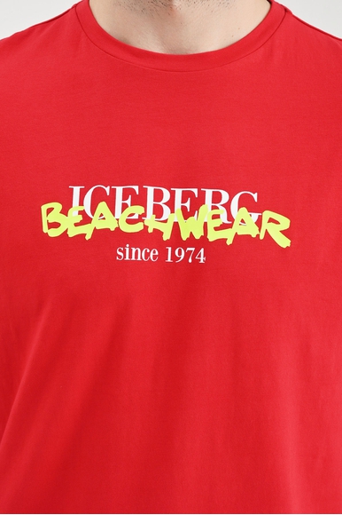 Красная хлопковая футболка ICEBERG ICE3MTS01 купить в интернет-магазине Bestelle фото 4