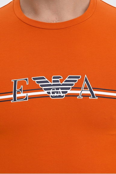 Мужская оранжевая футболка с принтом в виде логотипа Emporio Armani 1110352R523 купить в интернет-магазине Bestelle фото 4