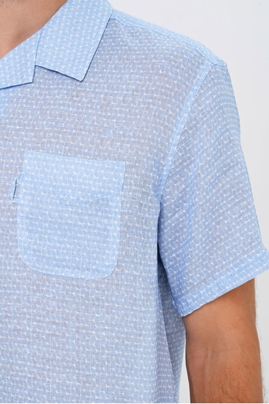 Льняная мужская рубашка с коротким рукавом Derek Rose 9825-MILA купить в интернет-магазине Bestelle фото 4