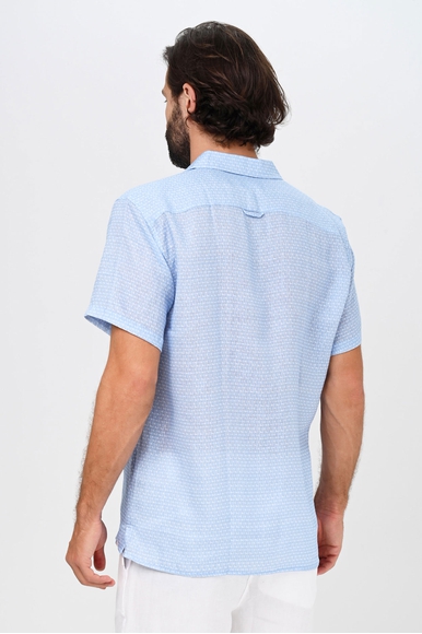 Льняная мужская рубашка с коротким рукавом Derek Rose 9825-MILA купить в интернет-магазине Bestelle фото 2