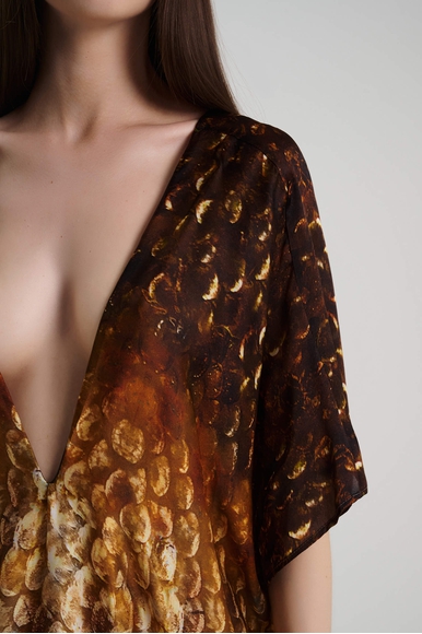 Длинное платье из шёлка с анималистичным принтом  MONA 10144191 купить в интернет-магазине Bestelle фото 4