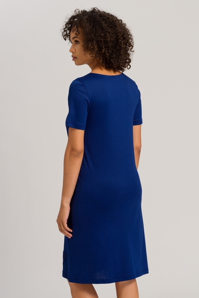 Женская синяя хлопковая сорочка с кружевом миди Hanro 076047 купить в интернет-магазине Bestelle фото 2