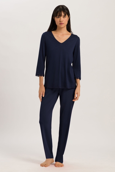Женская хлопковая синяя пижама с брюками Hanro 074934 купить в интернет-магазине Bestelle фото 1