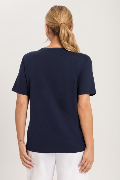 Женская синяя домашняя хлопковая футболка Hanro 078662 купить в интернет-магазине Bestelle фото 2