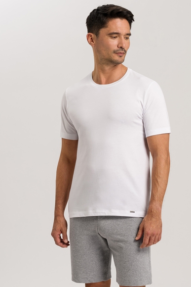 Мужская хлопковая белая домашняя футболка Hanro 075050 купить в интернет-магазине Bestelle фото 1