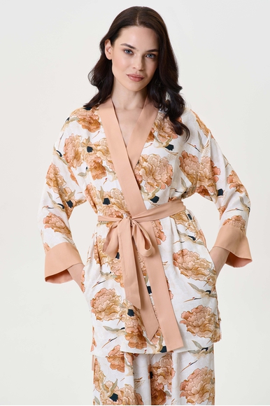  Женский домашний халат-кимоно с цветочным принтом Petit Pas 101162 купить в интернет-магазине Bestelle фото 1