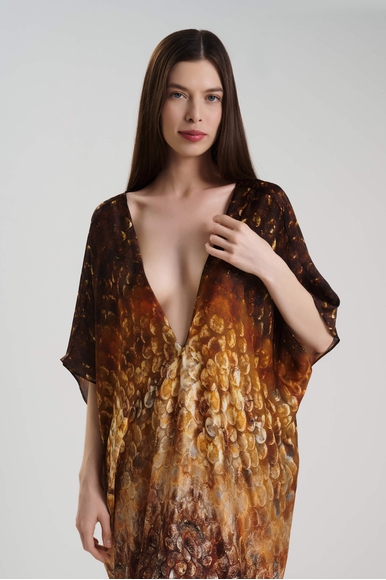 Длинное платье из шёлка с анималистичным принтом  MONA 10144191 купить в интернет-магазине Bestelle фото 3