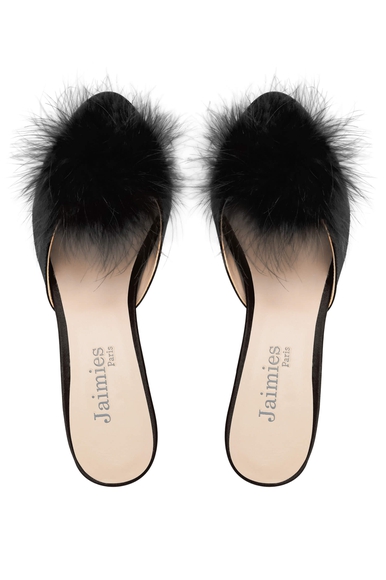 Женские чёрные домашние туфли Jaimies GLAMOUR PLUME купить в интернет-магазине Bestelle фото 3