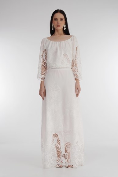 Белая длинная юбка с кружевом Milva Mi 2504 купить в интернет-магазине Bestelle фото 3