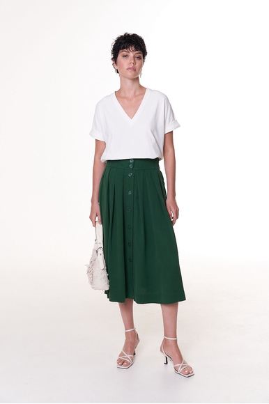 Женская зеленая юбка миди Petit Pas TNL007 купить в интернет-магазине Bestelle фото 3
