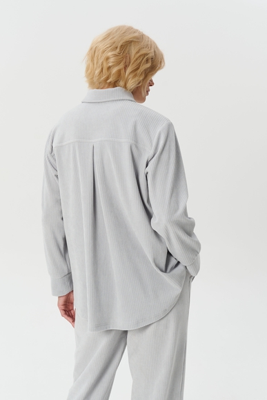  Женский домашний серый топ-рубашка в рубчик  Petit Pas VEL10 купить в интернет-магазине Bestelle фото 2