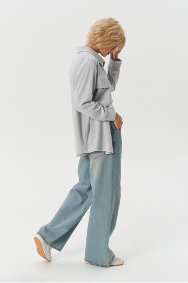  Женский домашний серый топ-рубашка в рубчик  Petit Pas VEL10 купить в интернет-магазине Bestelle фото 5