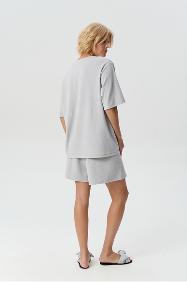  Женская домашняя серая футболка в рубчик  Petit Pas VEL14 купить в интернет-магазине Bestelle фото 2