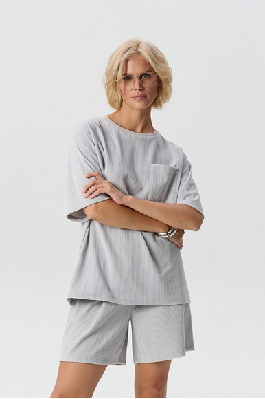  Домашние серые шорты в рубчик  Petit Pas VEL15 купить в интернет-магазине Bestelle фото 9