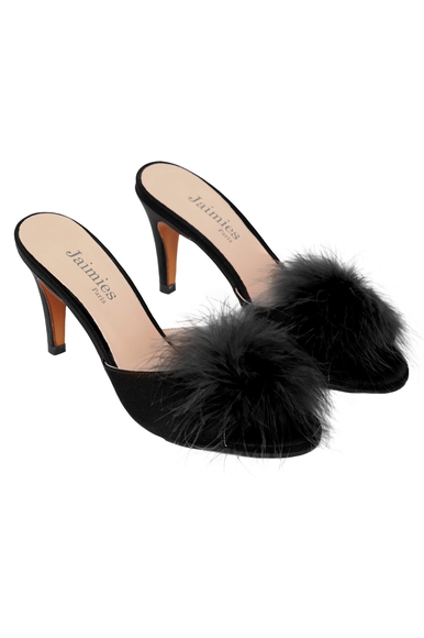 Женские чёрные домашние туфли Jaimies GLAMOUR PLUME купить в интернет-магазине Bestelle фото 2