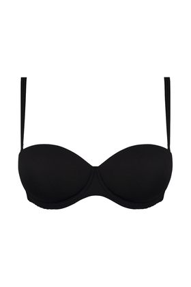  Черный бюстгальтер-бандо с плотными чашками 