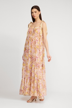 Жёлтое пляжное платье