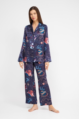 Женская шелковая пижама с брюками 