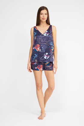  Женская шелковая пижама с шортами 