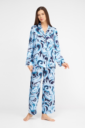  Женская шелковая пижама с брюками 