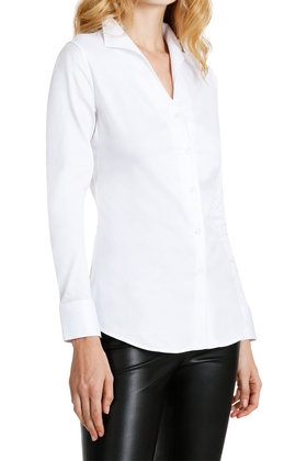  Белая блузка с длинным рукавом 