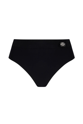 Женские высокие черные плавки-слипы