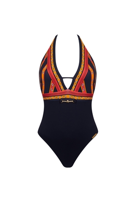  Слитный купальник-халтер с мягкими чашками 