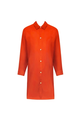 Женская оранжевая туника-рубашка 