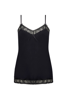  Женский черный домашний топ-майка с кружевом 