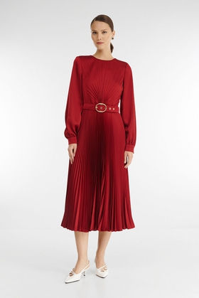 Бордовое платье миди