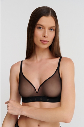 Черный бюстгальтер-топ без косточек 
