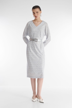 Платье миди с длинными рукавами