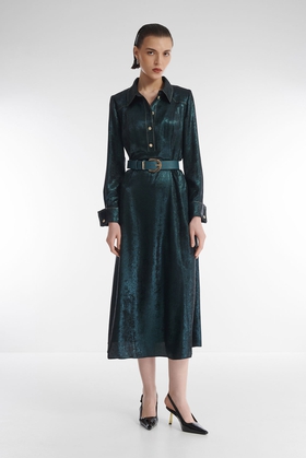 Зелёное платье миди