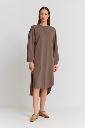 Коричневое платье миди