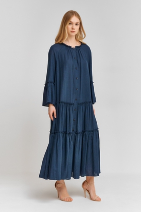 Длинное синее платье 