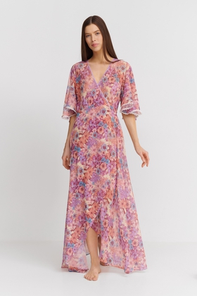 Длинное сиреневое платье 