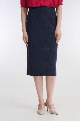 Синяя юбка-миди