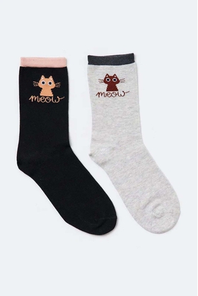 Набор из 2 пар женских носков с котенком