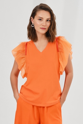 Женская оранжевая блузка из хлопка