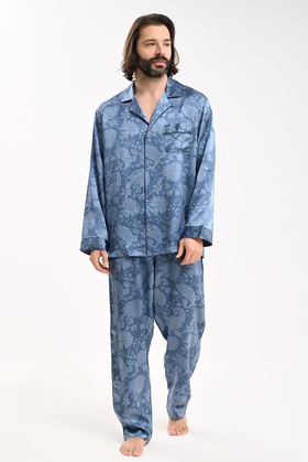 Мужская шелковая пижама с брюками