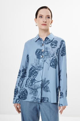 Блузка с длинным рукавом и принтом 