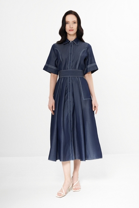 Платье миди с короткими рукавами