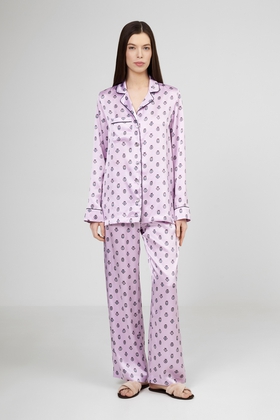Женская шелковая пижама с брюками