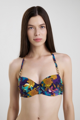 Купальный лиф балконет с плотными чашками