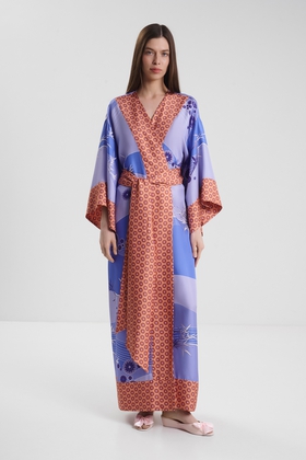 Женский шелковый длинный халат